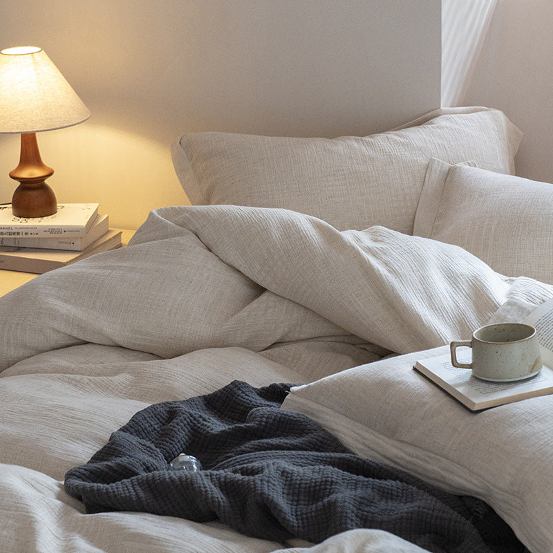 Duvet cover set made of cotton-linen blend with natural linen texture and extra-soft feel
