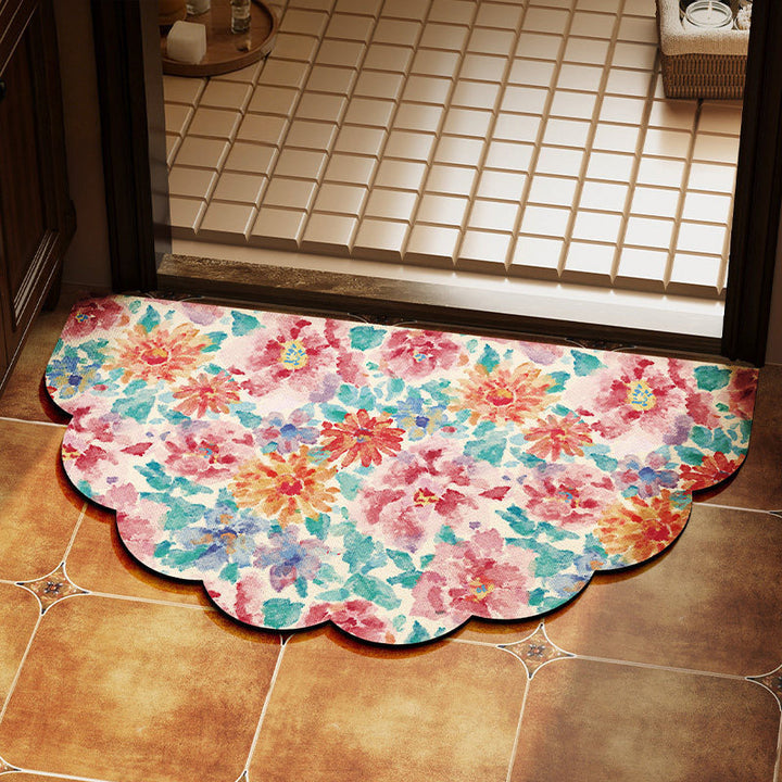 Floral Scalloped Area Rug