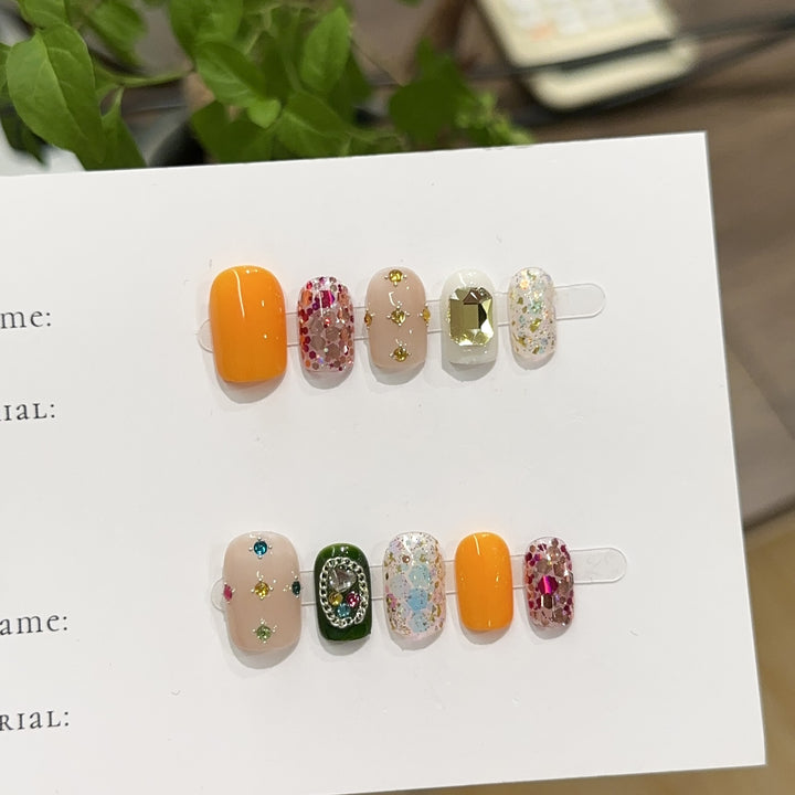 Decorative Glitter Press-On Nail Collection