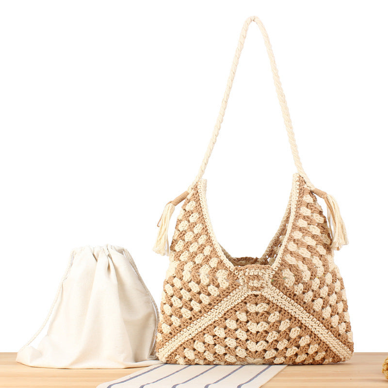 Handcrafted macramé shoulder bag with unique pattern Kalsten