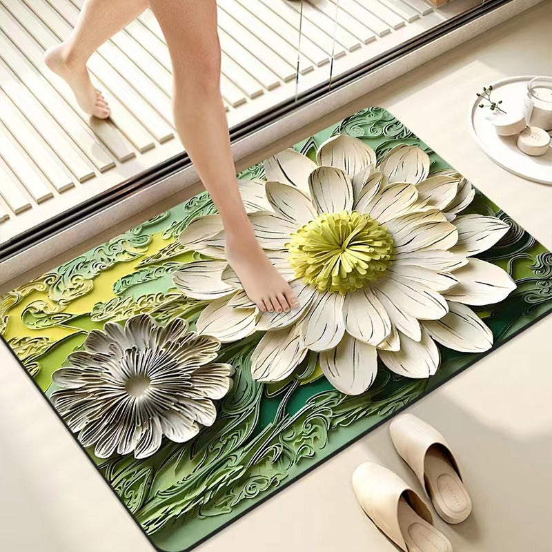 Luxurious Floral Design Bath Mat