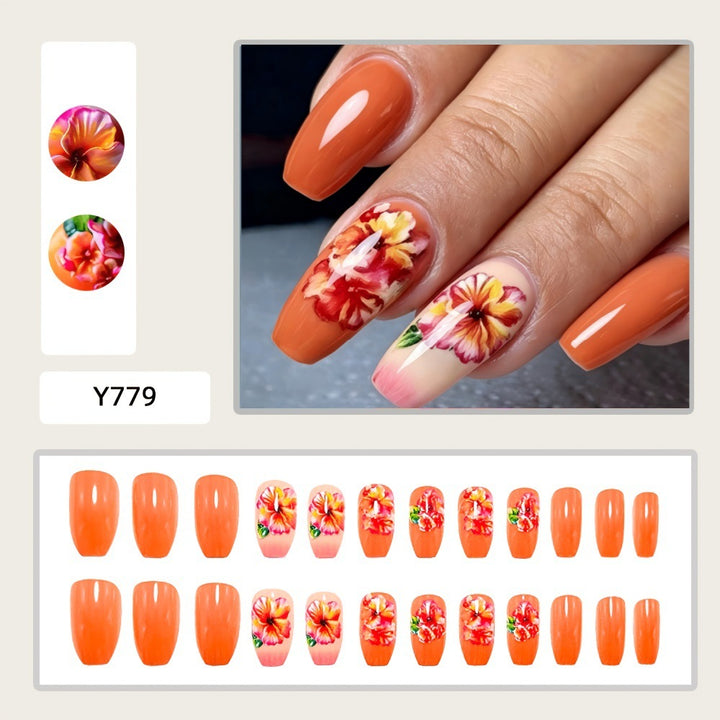 Shiny artificial nails with floral design Kalsten