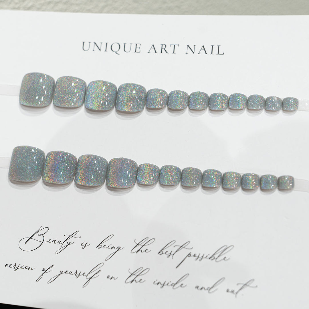 Holographic Glitter Gel Pedicure