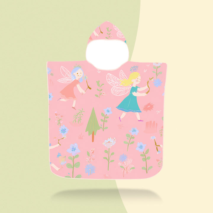 colorful hooded poncho with robot motif Kalsten