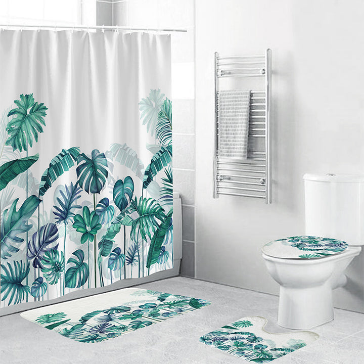 Tropical Leaf Print Bathroom Set Kalsten