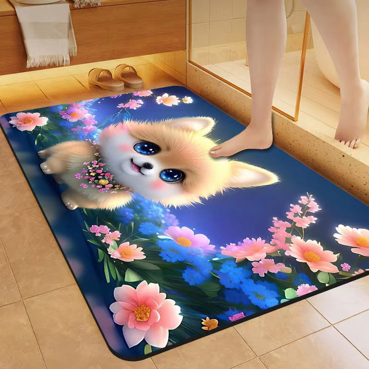 Cute Cat-Themed Bath Mat Kalsten