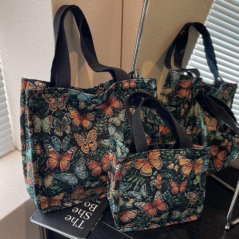 Floral Patterned Fabric Tote Bag