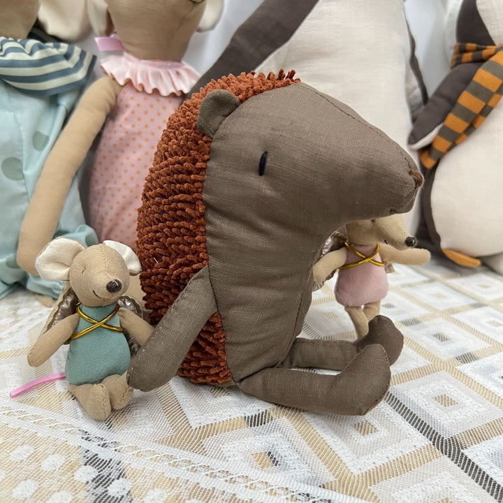Plush Hedgehog Hand Puppet with Soft Fur and Embroidered Details