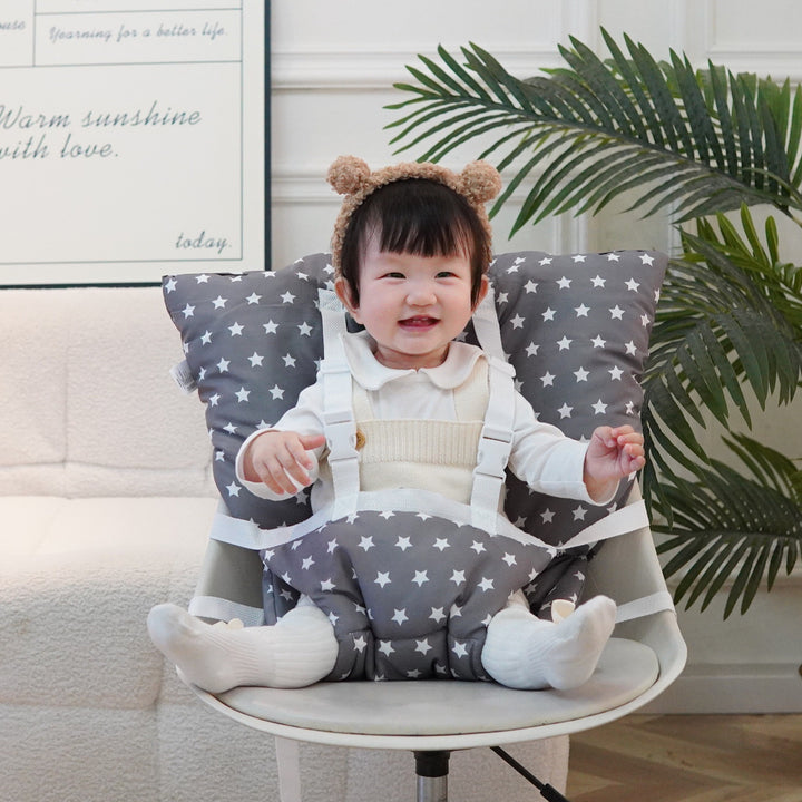 Padded Star-Print Infant High Chair Booster Seat Insert with Five-Point Safety Harness