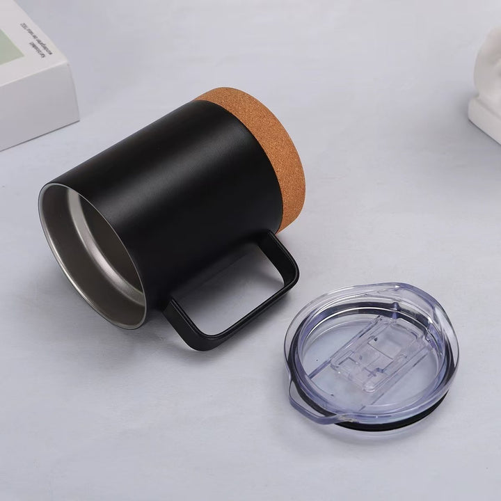 Ladies elegant coffee mug with cork bottom and transparent lid Kalsten