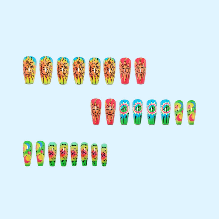Creative neon-themed art nails with fantastic patterns Kalsten