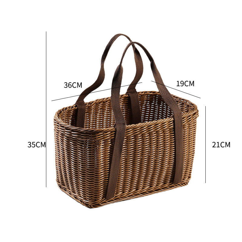 Unisex Handwoven Shopping Basket with Two Handles Kalsten