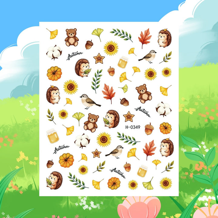 Autumn-Themed Nail Art Sticker Sheet