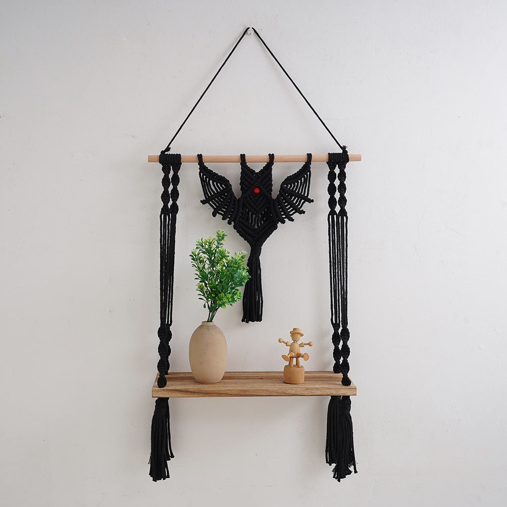 Macramé Wall Hanging Shelf with Bohemian Design Kalsten