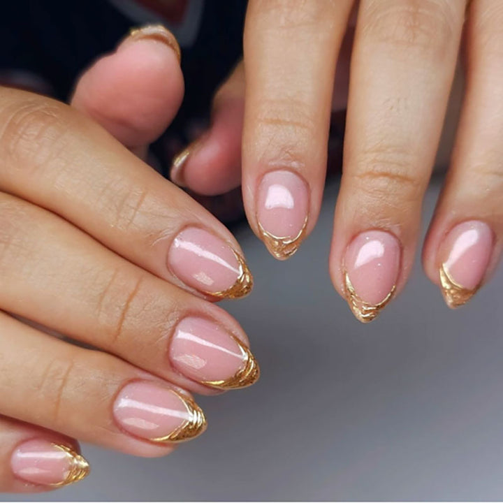 Elegant Gold-Tipped Press-On Nails
