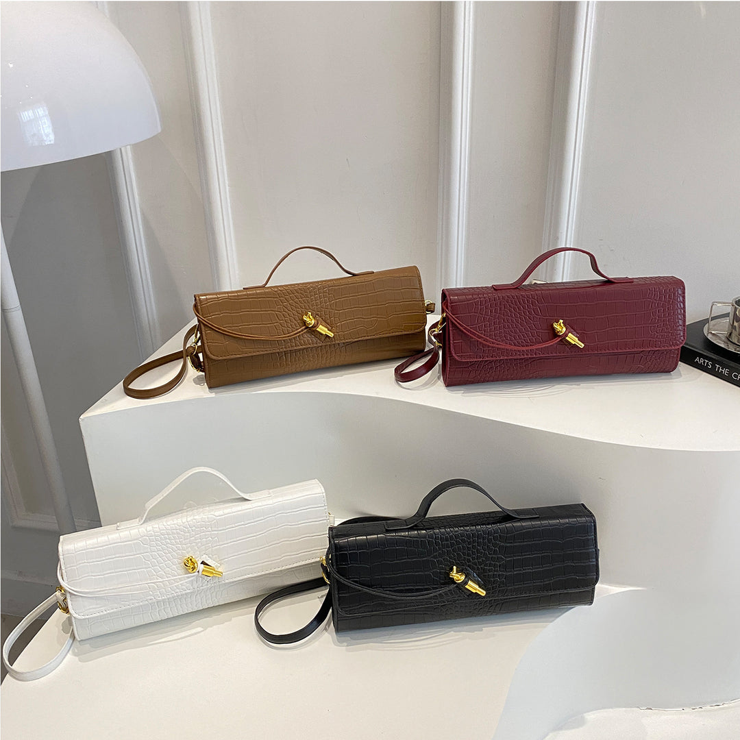Elegant Crocodile-Textured Handbag