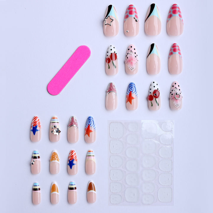 Artificial nails with creative design and sparkling accents Kalsten