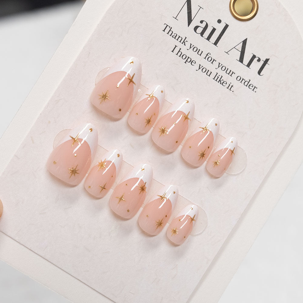 Elegant Gold-Tipped Stiletto Press-On Nails
