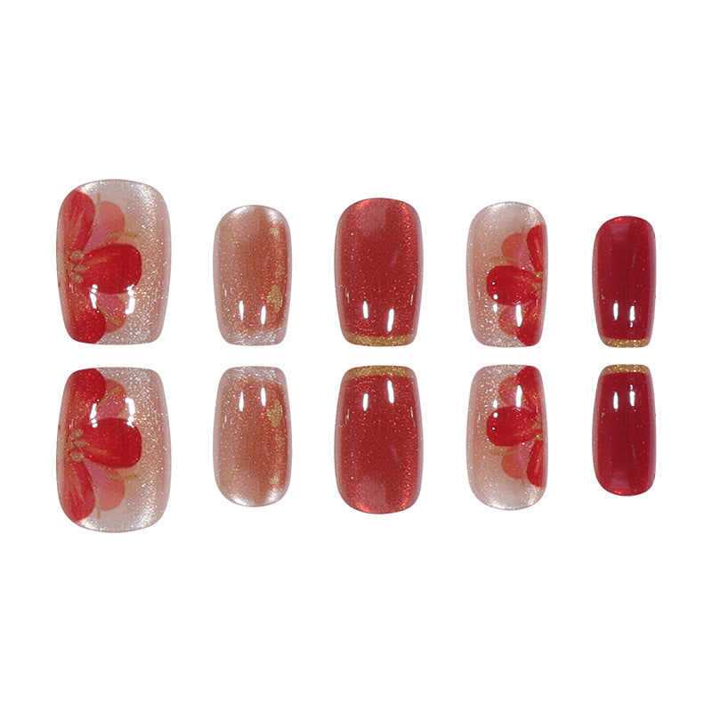 Artistic Press-On Nails with Floral Design Kalsten