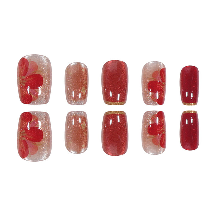 Artistic Press-On Nails with Floral Design Kalsten