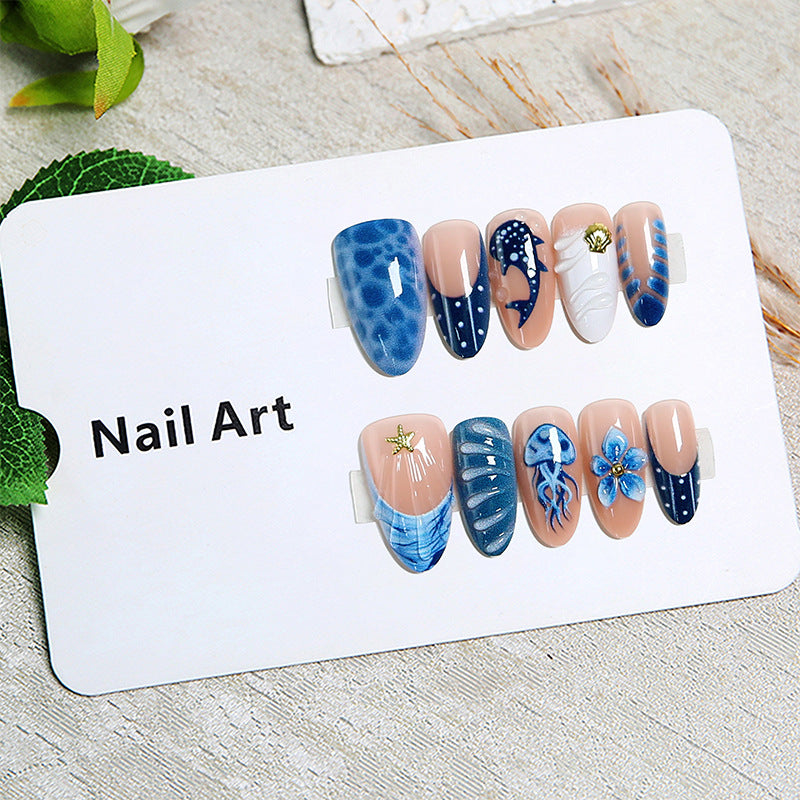 Artistic 3D Nail Tips with Maritime Motifs Kalsten