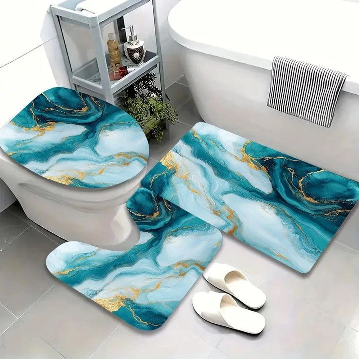 Artistic Marble Print Bath Mat Set Kalsten