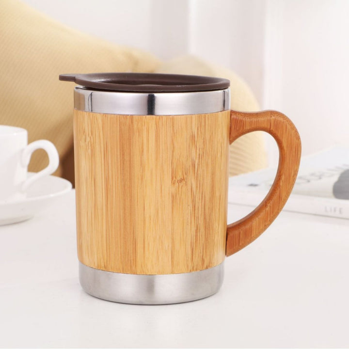 Women sustainable insulated coffee mug with wooden handle Kalsten