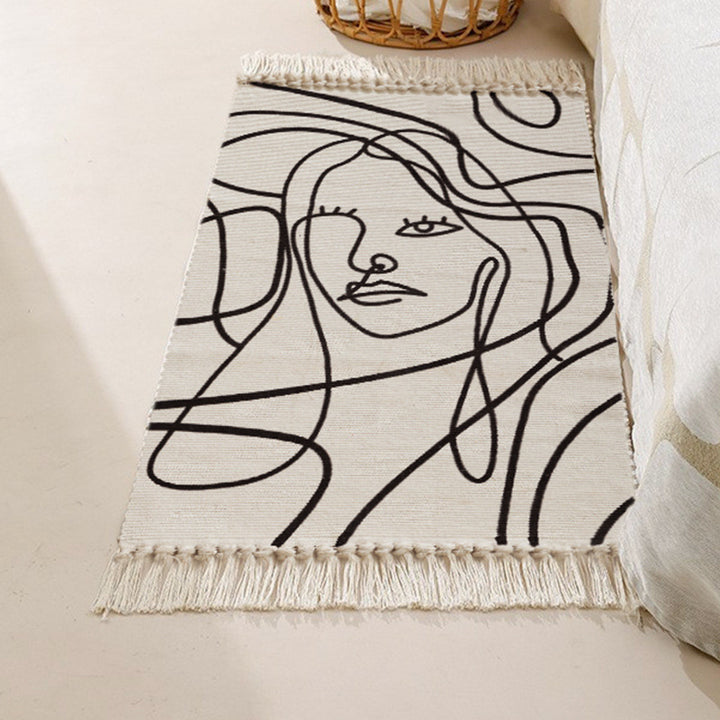 Table mat made of cotton fabric with abstract line art motif