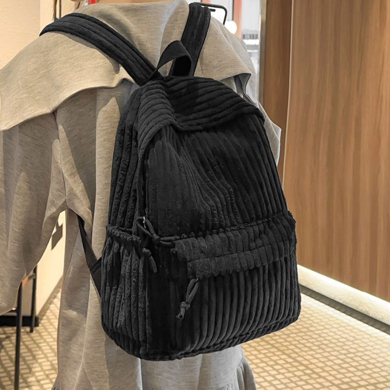 Textured Ribbed Casual Backpack Kalsten