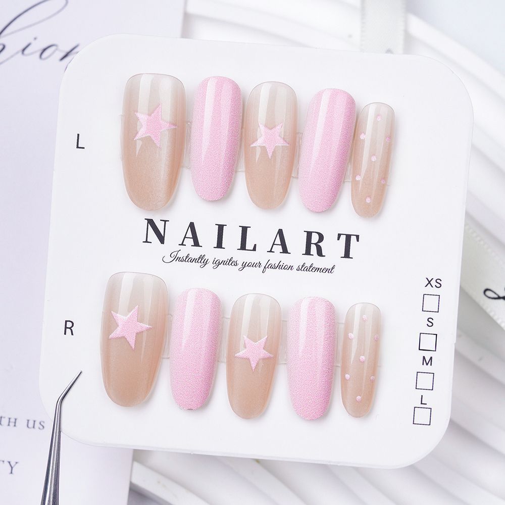Artistic Press-On Nail Set with Cute Character Designs Kalsten
