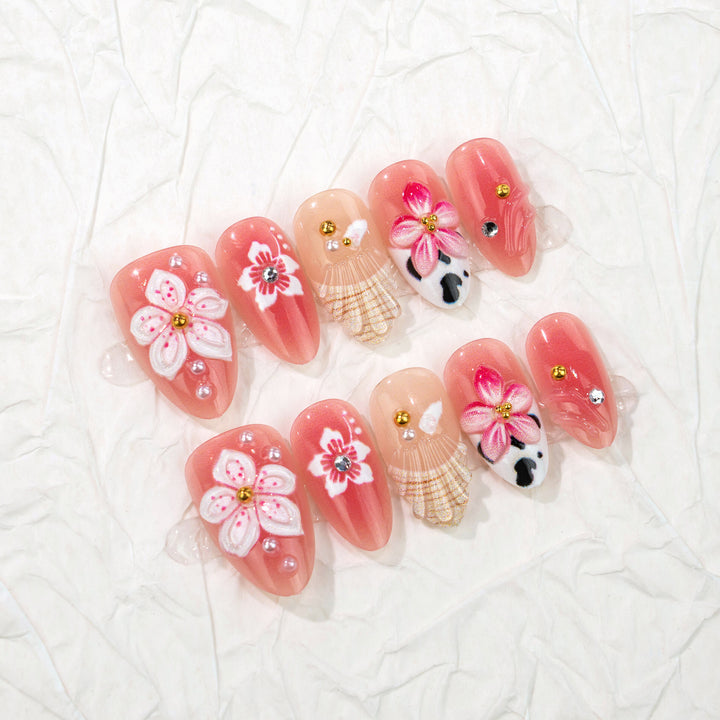Floral Themed Press-On Nail Art Collection