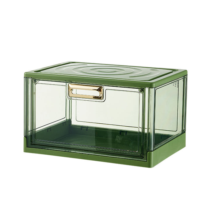 Transparent Front Flap Organizer Box for Shoes and Small Items with Removable Lid