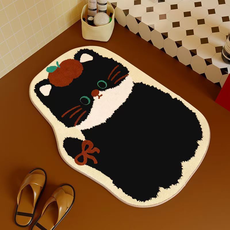 Cartoon Cat-Themed Bath Mat Kalsten
