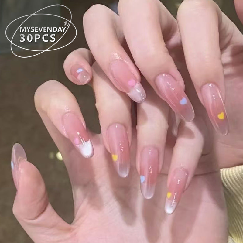 Elegant Press-On Nail Set with Heart Accents Kalsten