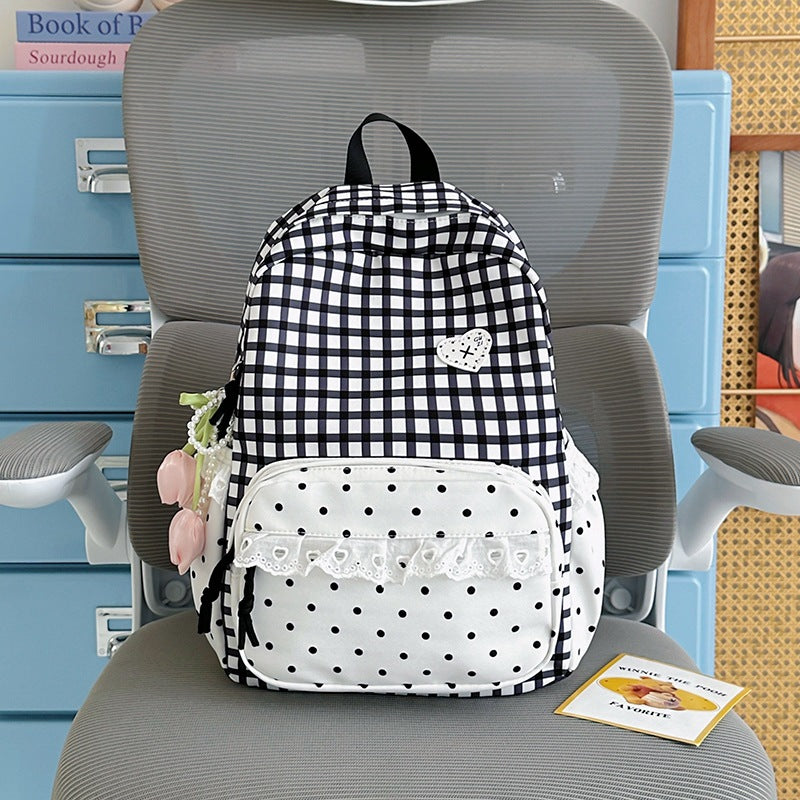 Stylish Gingham Patterned Backpack Kalsten