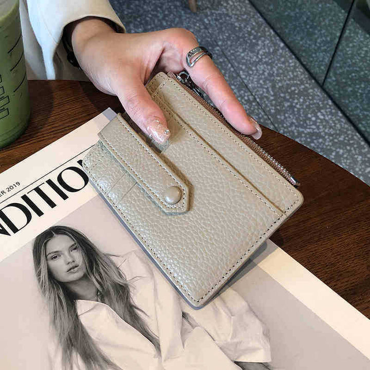 Compact Leather Zippered Card Holder
