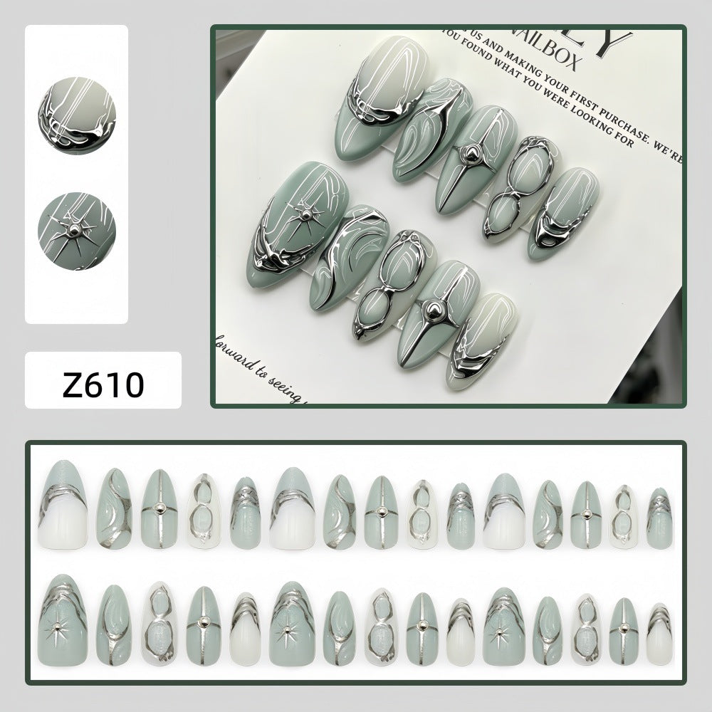 Elegant Artificial Nails with Artistic Accents Kalsten