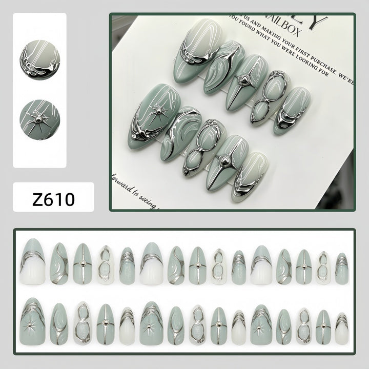 Elegant Artificial Nails with Artistic Accents Kalsten