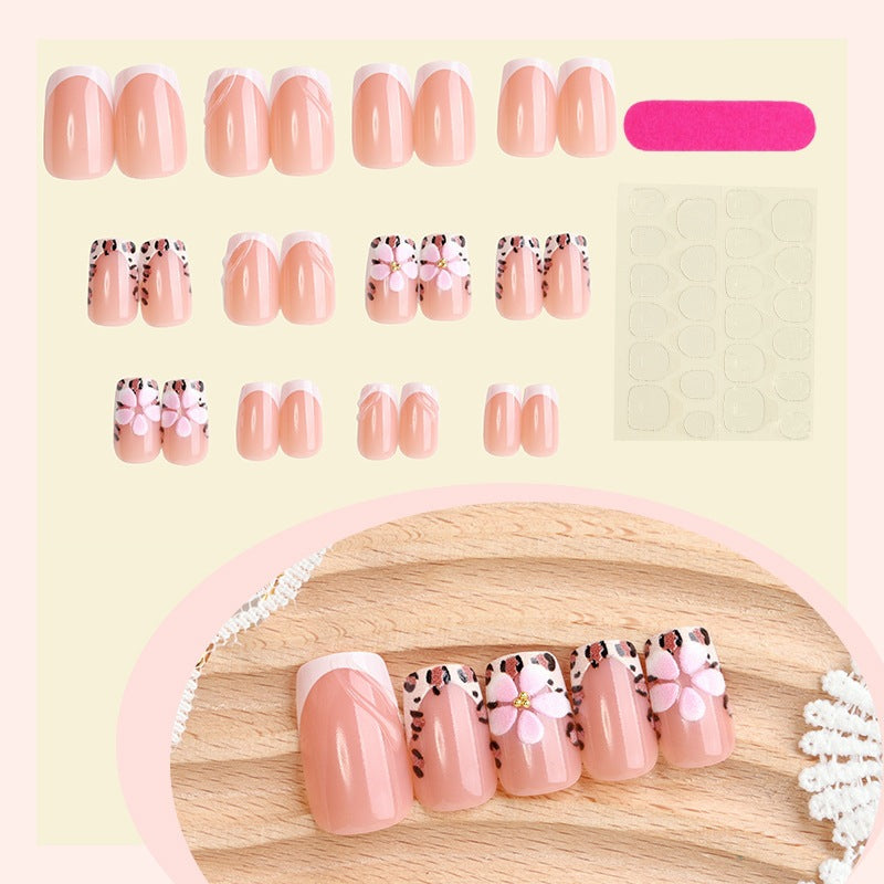 Artificial nail set with creative floral and leopard patterns Kalsten