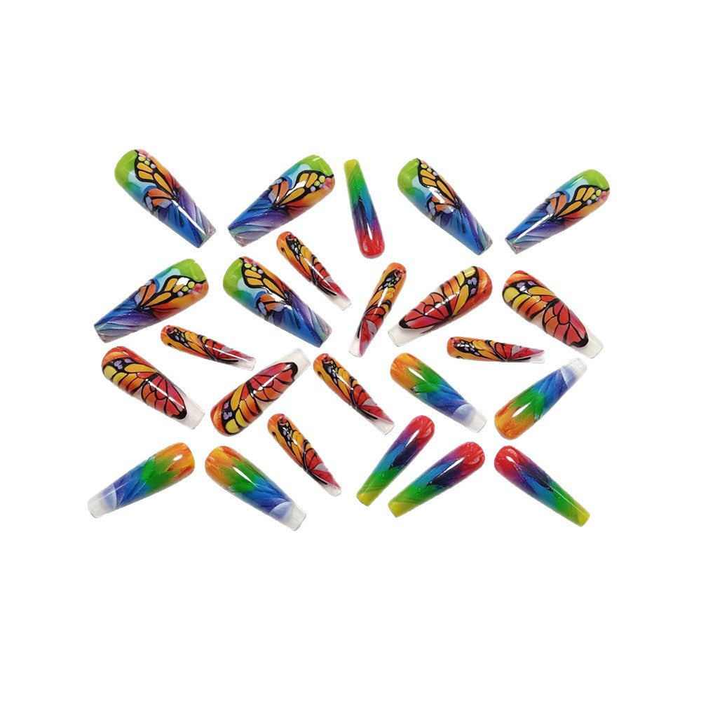 Artificial nails with colorful butterfly design Kalsten