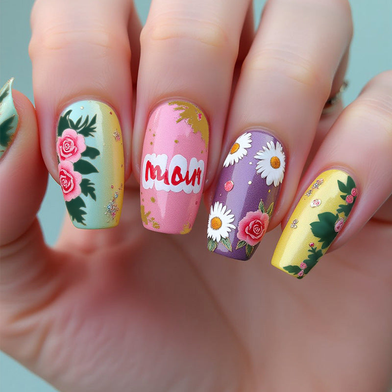 Artificial nail set with floral and creative designs Kalsten