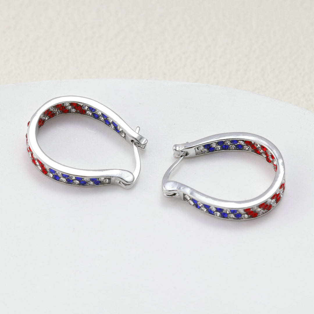 Women's Pavé Hoop Earrings with Crystal Decoration and Hinge Closure Kalsten