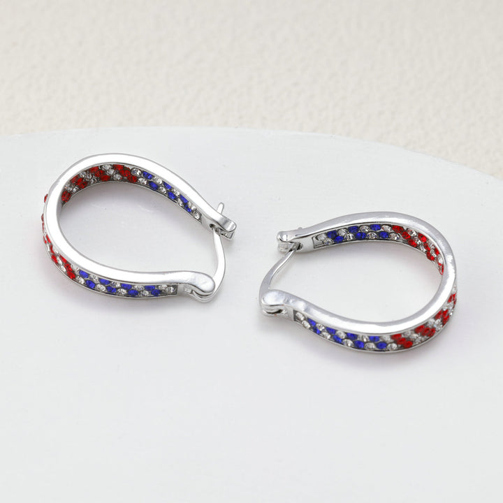 Women's Pavé Hoop Earrings with Crystal Decoration and Hinge Closure Kalsten