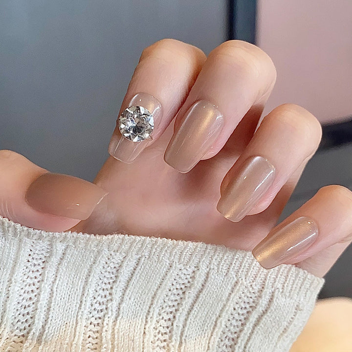 Glamorous Press-On Nail Set with Decorative Gemstone Accents Kalsten