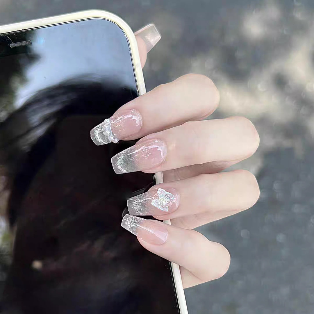 Artistic Press-On Nail Set with Unique Bow Designs Kalsten