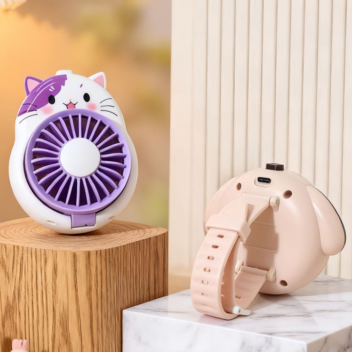 Ladies Hand Fan in playful dog design Kalsten