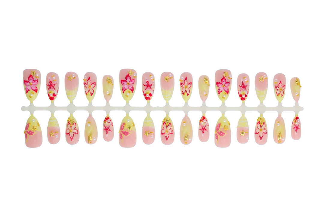 Artificial nail set with tropical motifs Kalsten