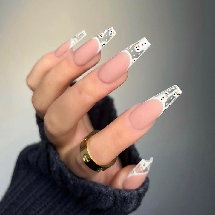 Elegant artificial nail set with bright green French tips Kalsten