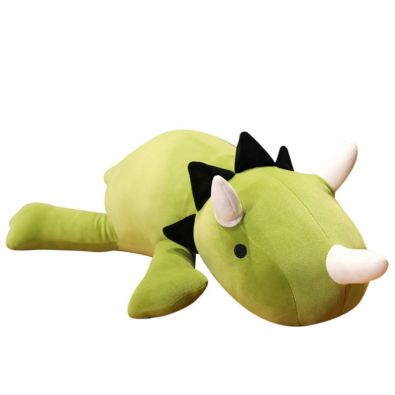 Plush Triceratops Cuddle Pillow With Elongated Lumbar Support And Hypoallergenic Velour Cover