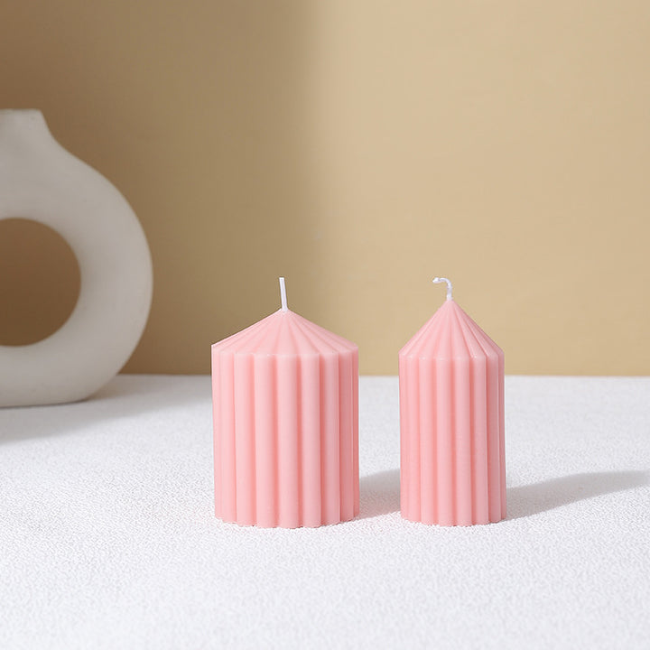 Vertical-Fluted Decorative Pillar Candle Duo